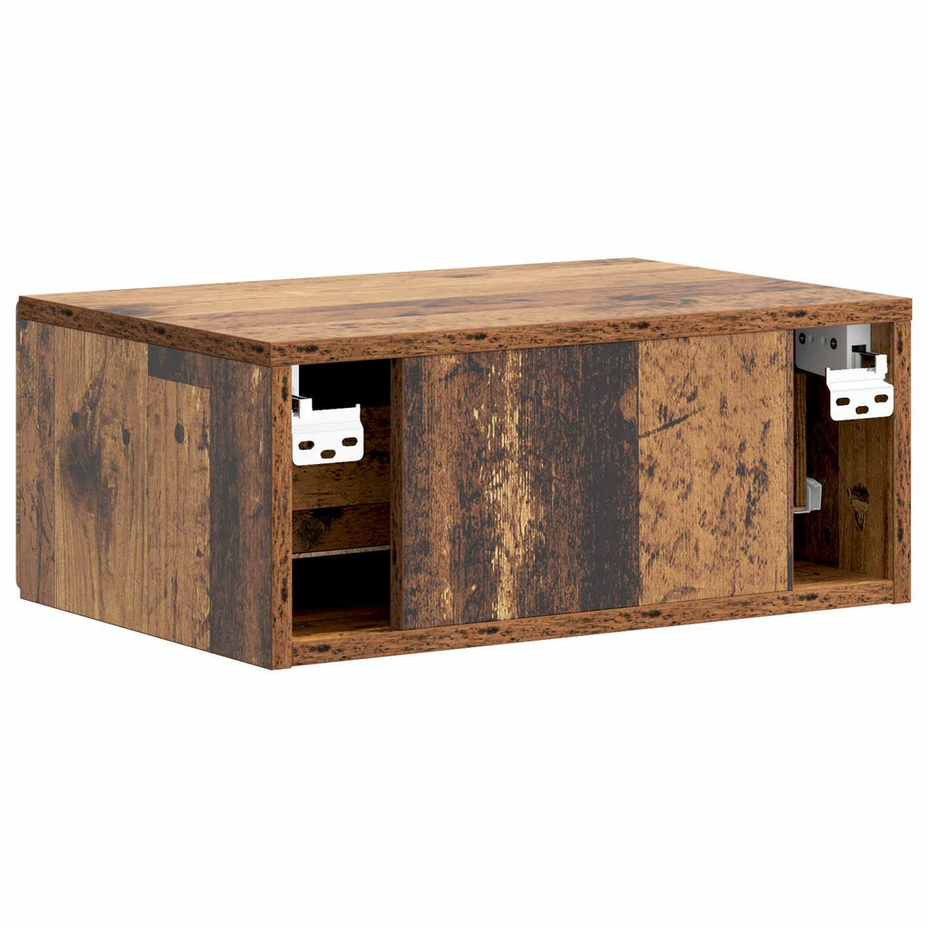 Wandmontierter Nachttisch Altholz 49 x 34,5 x 20 cm