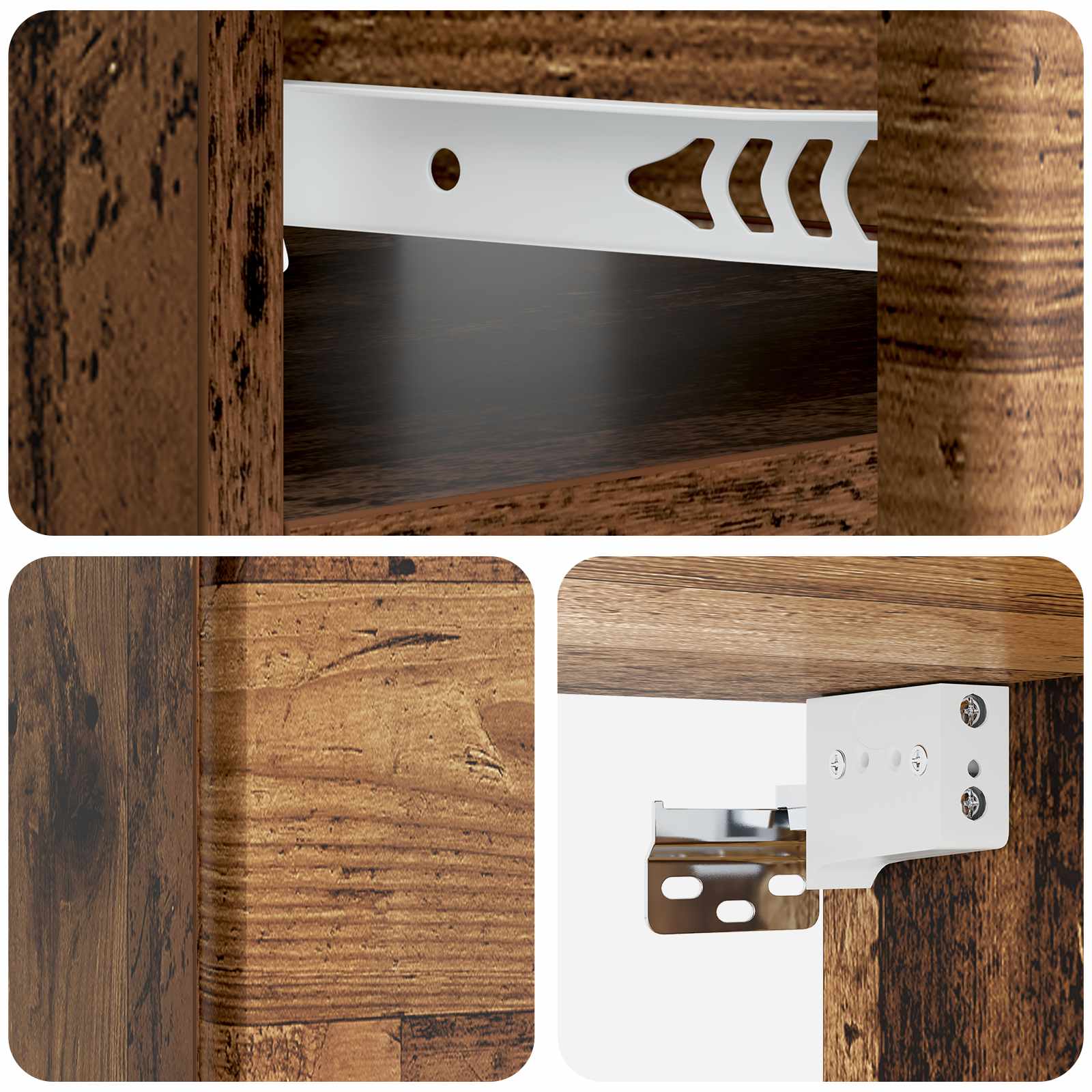 Wandmontierter Nachttisch 2 pcs Altholz 49 x 34,5 x 20 cm