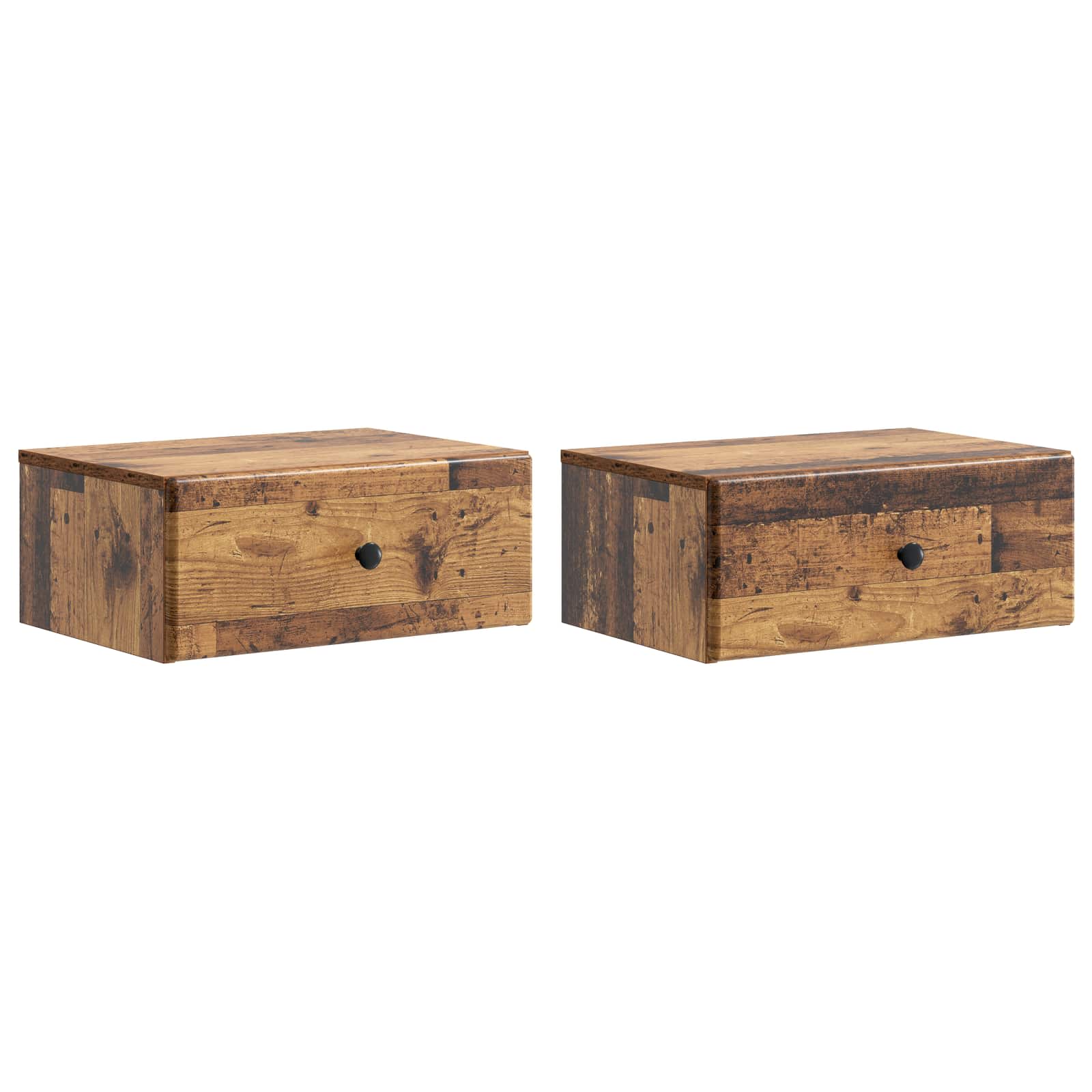Wandmontierter Nachttisch 2 pcs Altholz 49 x 34,5 x 20 cm