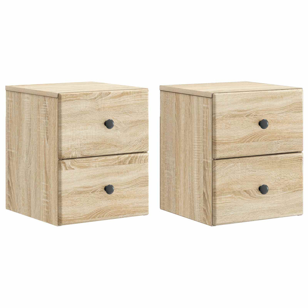 Wandmontierter Nachttisch 2 pcs Sonoma-Eiche 34,5 x 33 x 40 cm