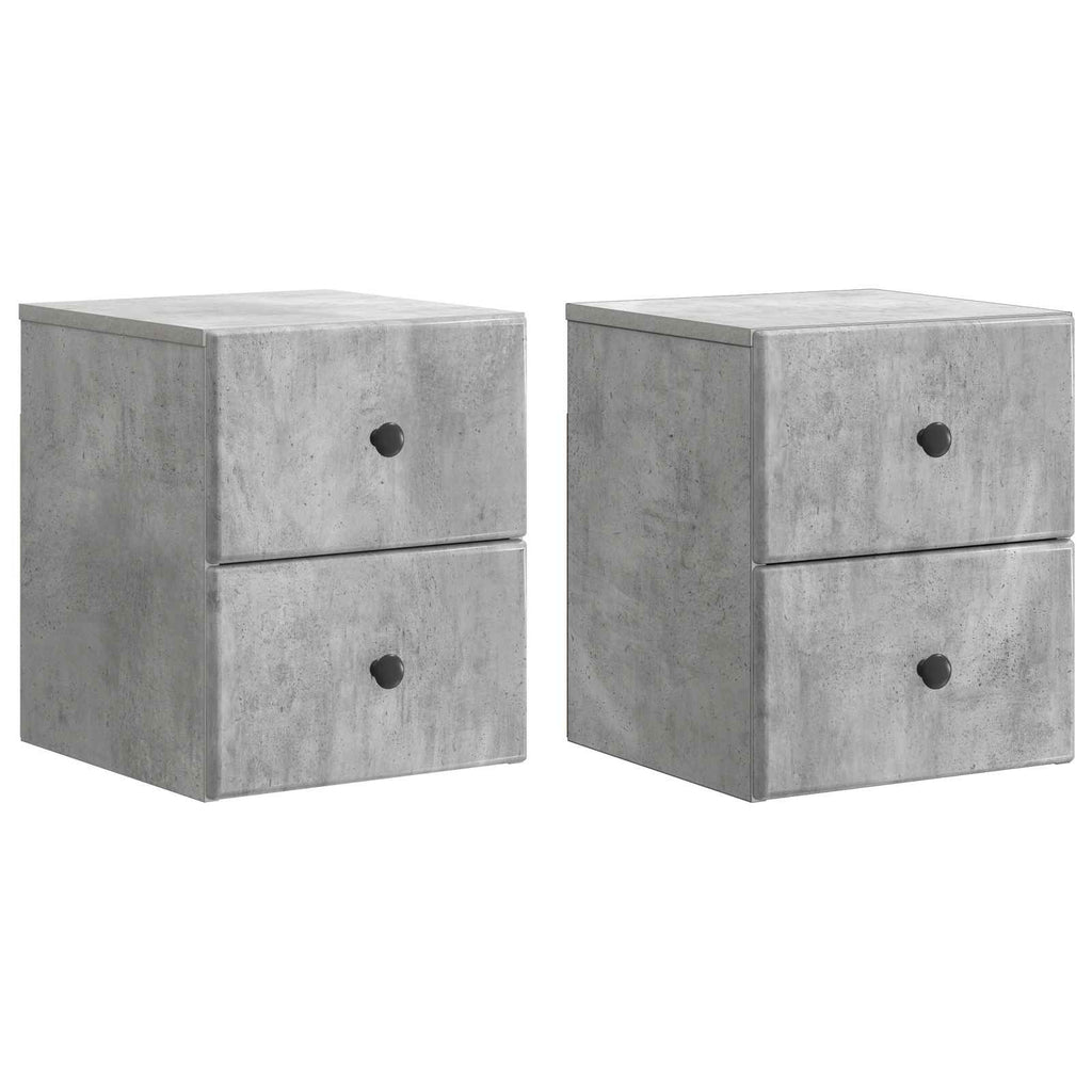 Wandmontierter Nachttisch 2 pcs Betongrau 34,5 x 33 x 40 cm
