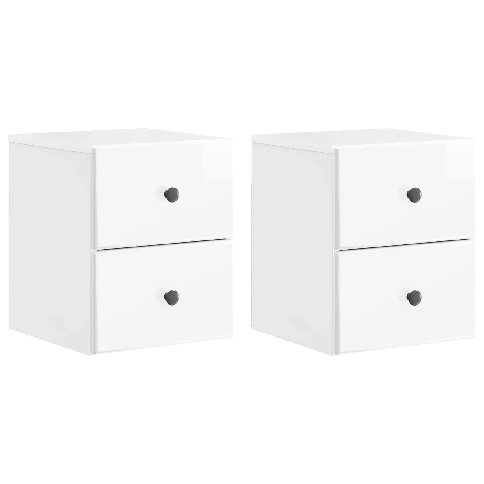Wandmontierter Nachttisch 2 pcs Hochglanz Weiß Holzwerkstoff