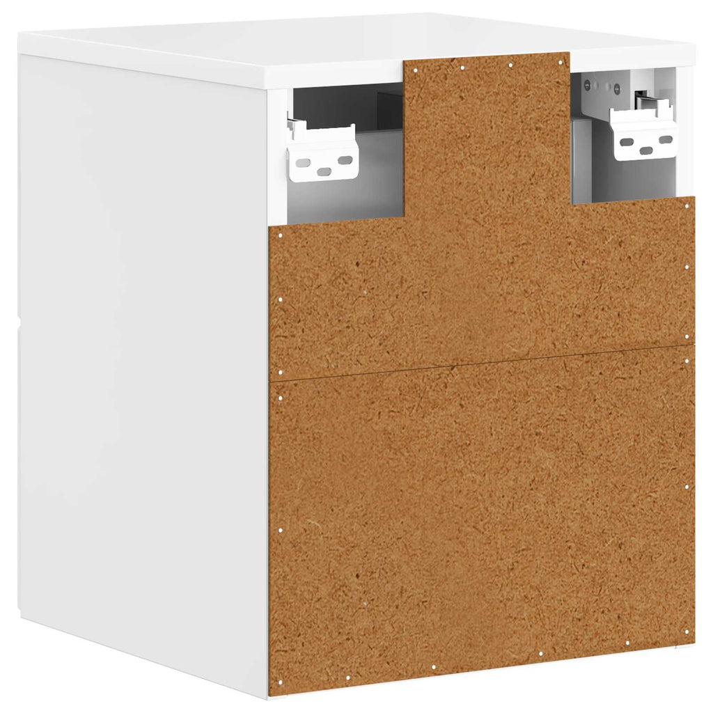 Wandmontierter Nachttisch 2 pcs Hochglanz Weiß Holzwerkstoff