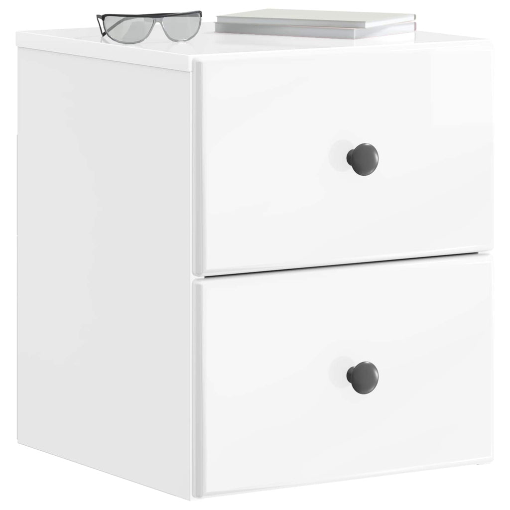 Wandmontierter Nachttisch 2 pcs Hochglanz Weiß Holzwerkstoff