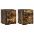 Wandmontierter Nachttisch 2 pcs Geräucherte Eiche Holzwerkstoff