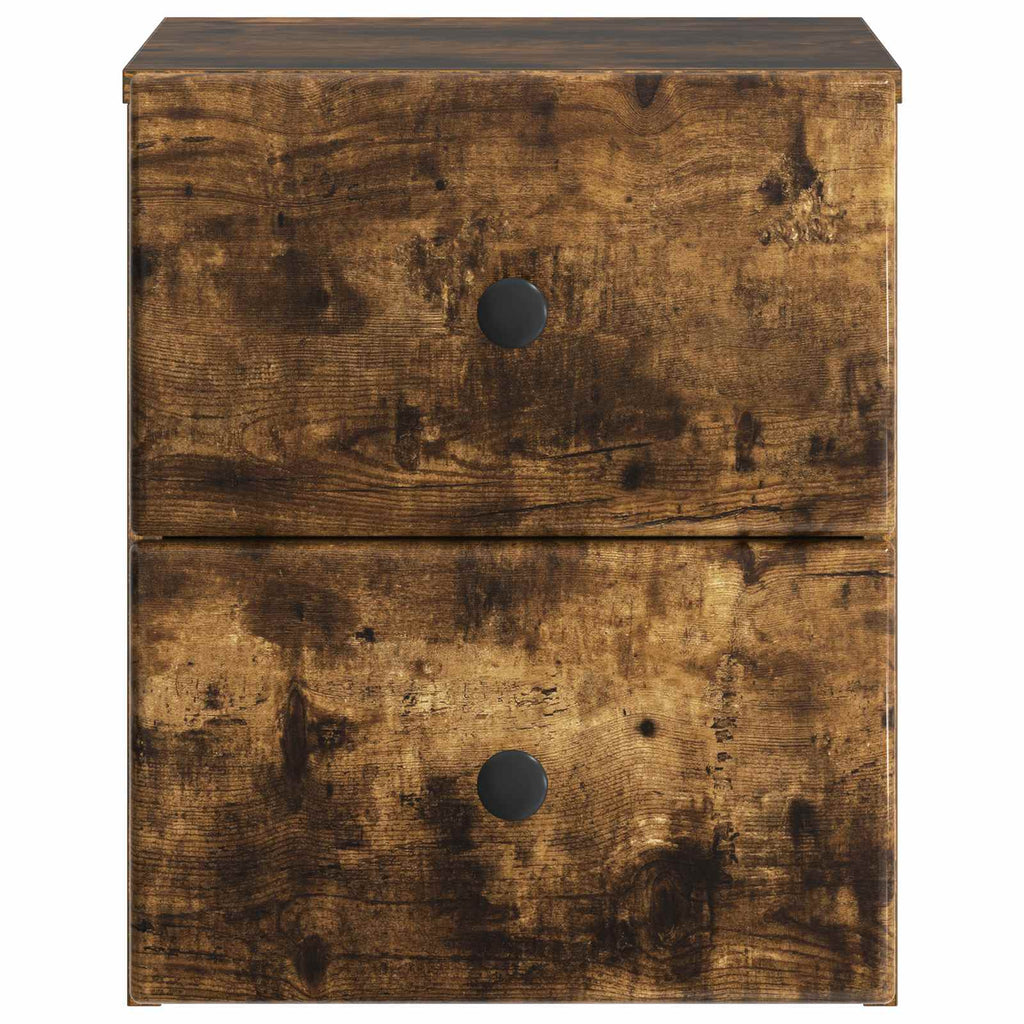 Wandmontierter Nachttisch 2 pcs Geräucherte Eiche Holzwerkstoff