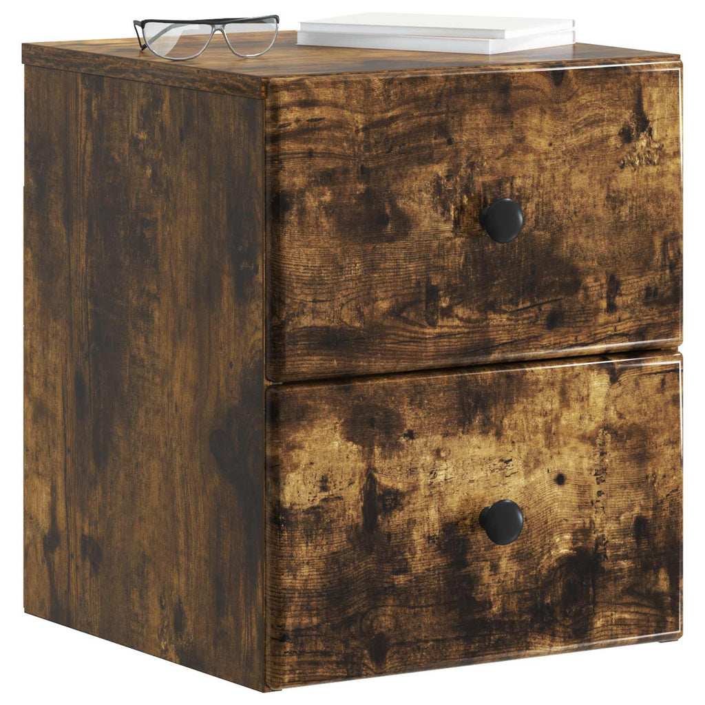 Wandmontierter Nachttisch 2 pcs Geräucherte Eiche Holzwerkstoff