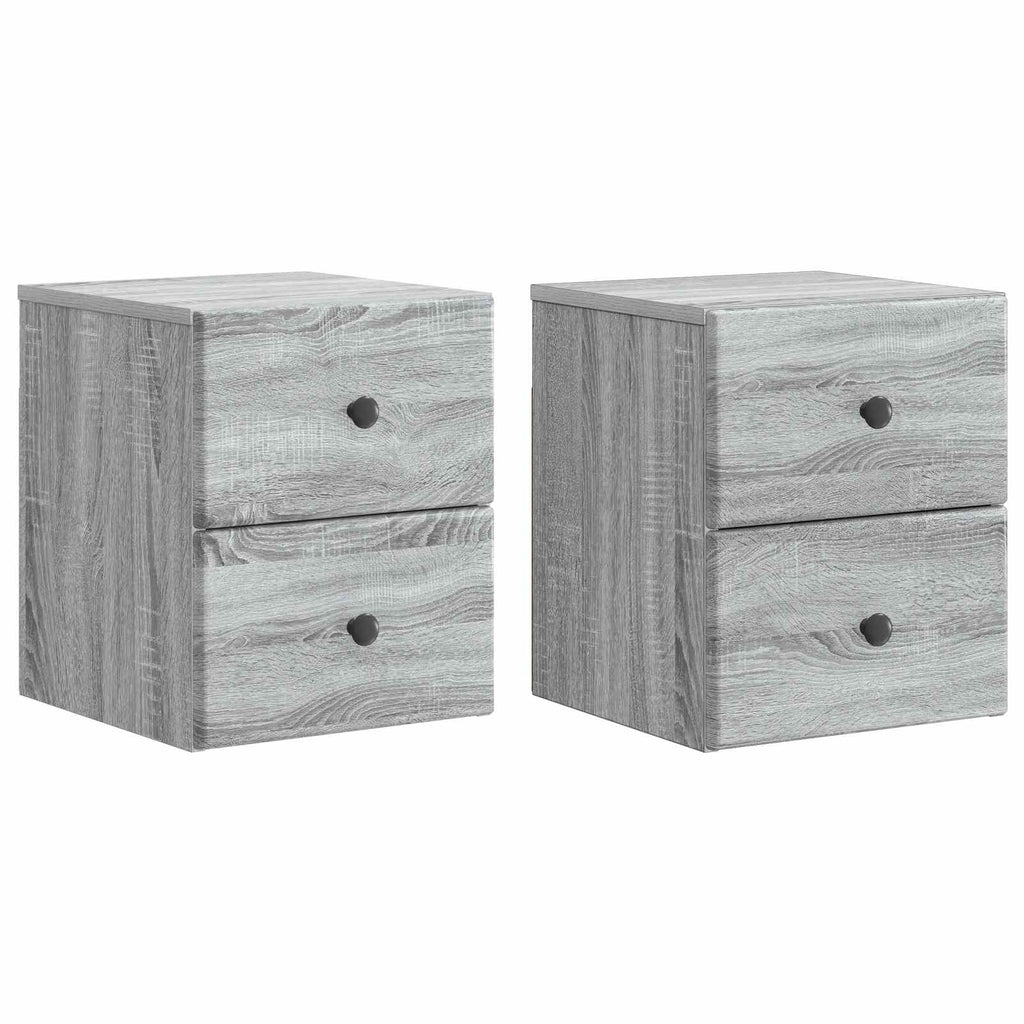 Wandmontierter Nachttisch 2 pcs Graues Sonoma 34,5 x 33 x 40 cm