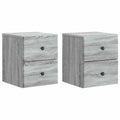Wandmontierter Nachttisch 2 pcs Graues Sonoma 34,5 x 33 x 40 cm