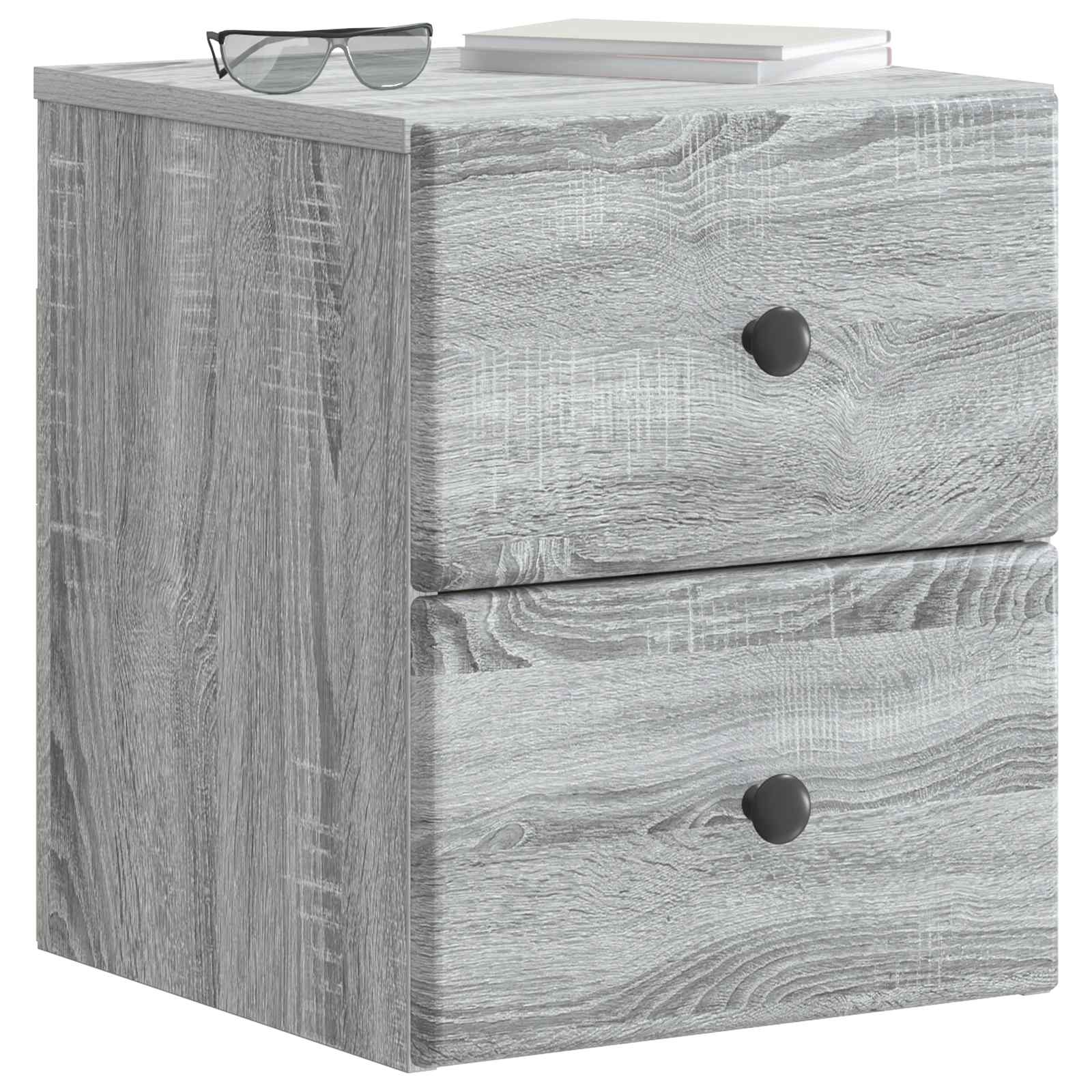 Wandmontierter Nachttisch 2 pcs Graues Sonoma 34,5 x 33 x 40 cm