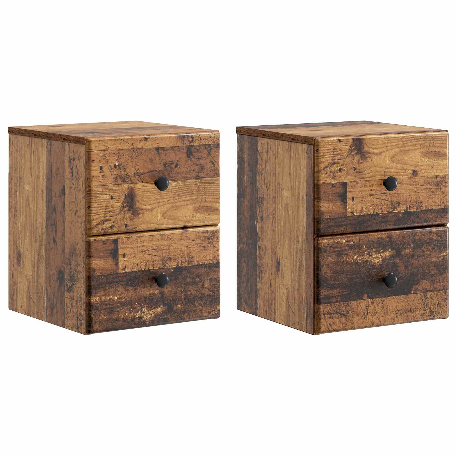 Wandmontierter Nachttisch 2 pcs Altholz 34,5 x 33 x 40 cm