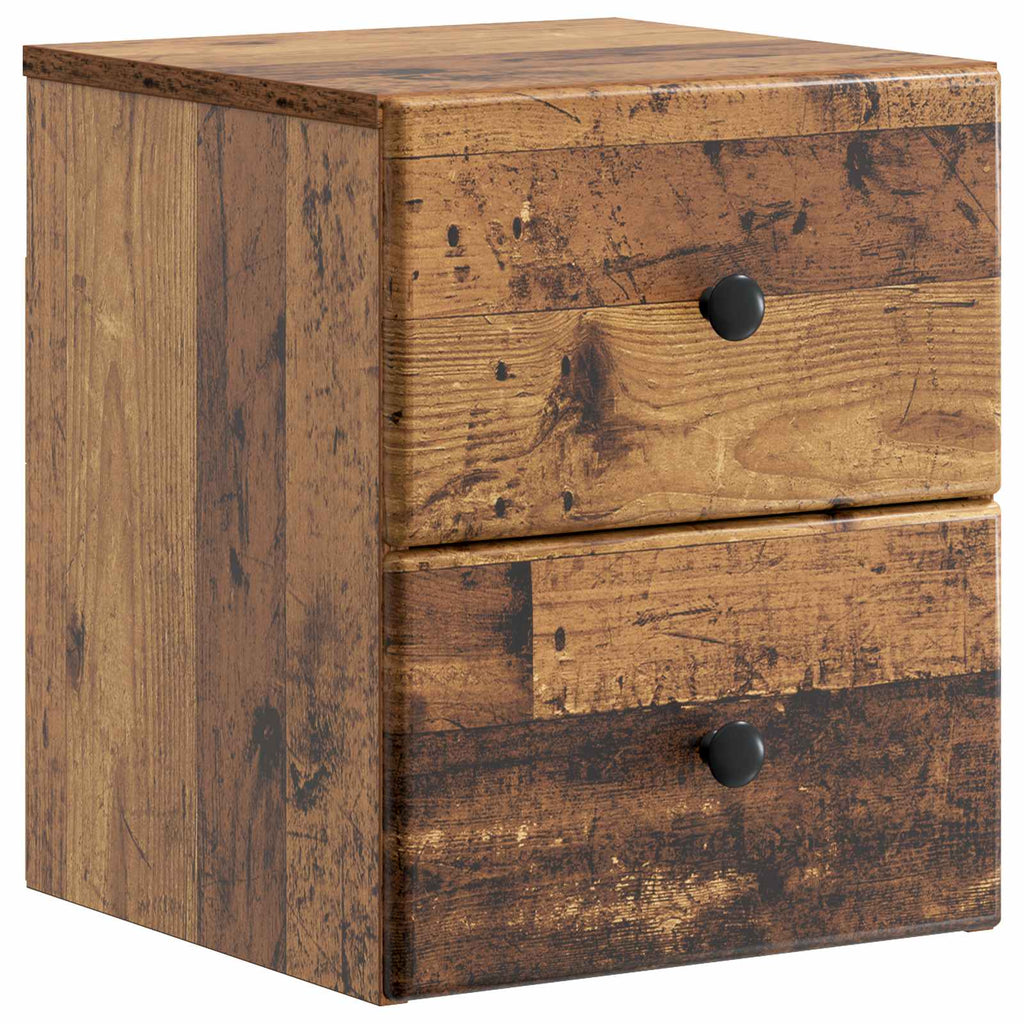 Wandmontierter Nachttisch 2 pcs Altholz 34,5 x 33 x 40 cm