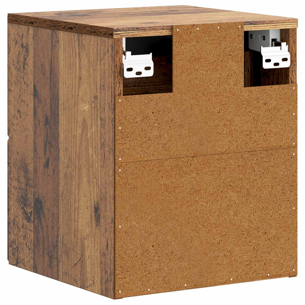 Wandmontierter Nachttisch 2 pcs Altholz 34,5 x 33 x 40 cm