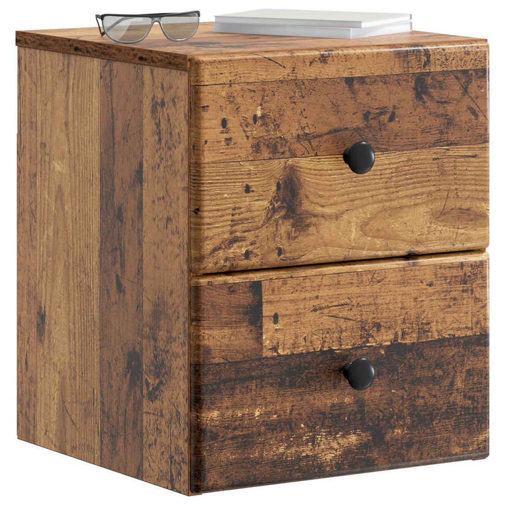 Wandmontierter Nachttisch 2 pcs Altholz 34,5 x 33 x 40 cm