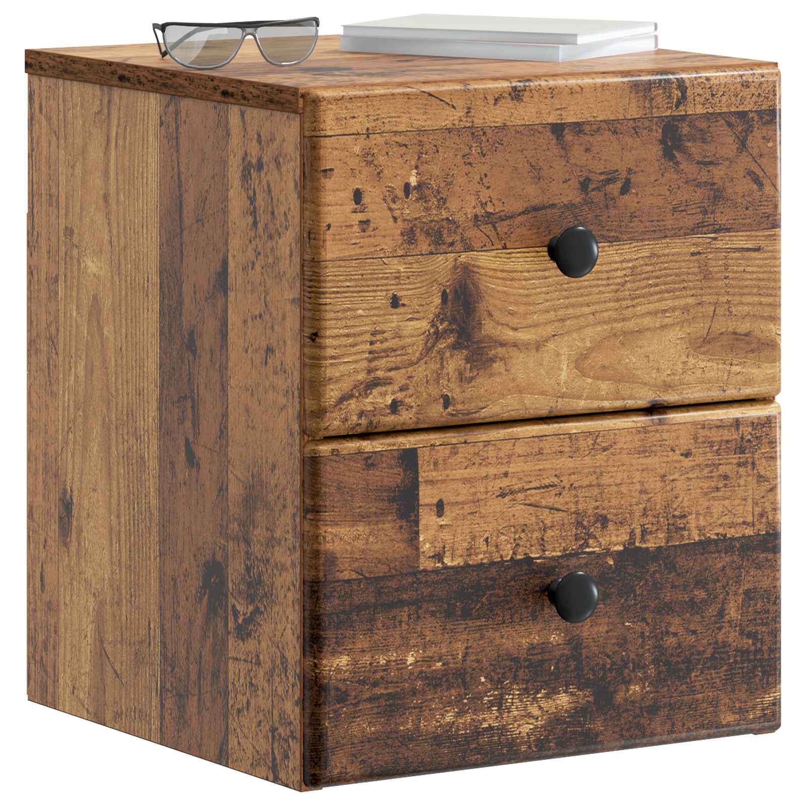 Wandmontierter Nachttisch 2 pcs Altholz 34,5 x 33 x 40 cm