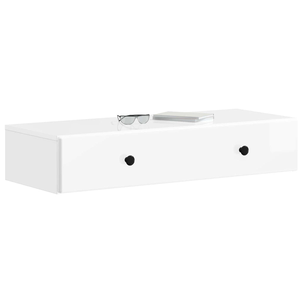 Wandmontierter Beistelltisch Hochglanz Weiß 87,5 x 34,5 x 17 cm