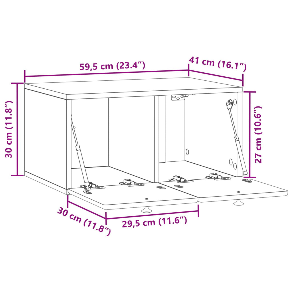 Wandmontierter TV-Schrank 59,5 x 41 x 30 cm Sonoma-Eiche