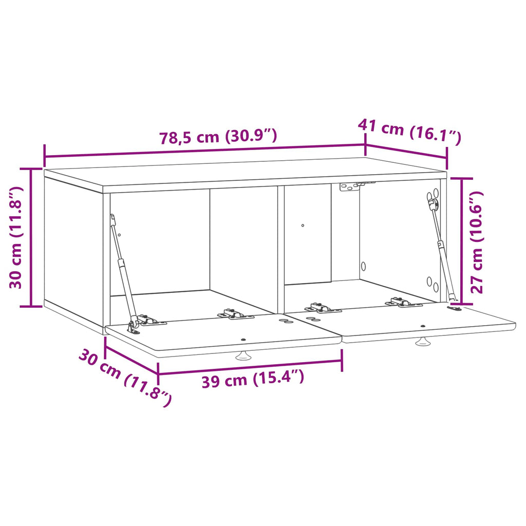 Wandmontierter TV-Schrank 78,5 x 41 x 30 cm Weiß Holzwerkstoff