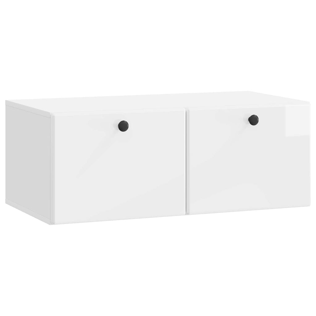Wandmontierter TV-Schrank 78,5 x 41 x 30 cm Hochglanz Weiß