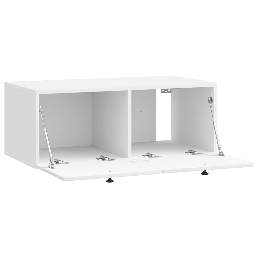 Wandmontierter TV-Schrank 78,5 x 41 x 30 cm Hochglanz Weiß