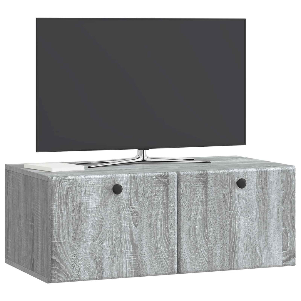 Wandmontierter TV-Schrank 78,5 x 41 x 30 cm Grau Sonoma