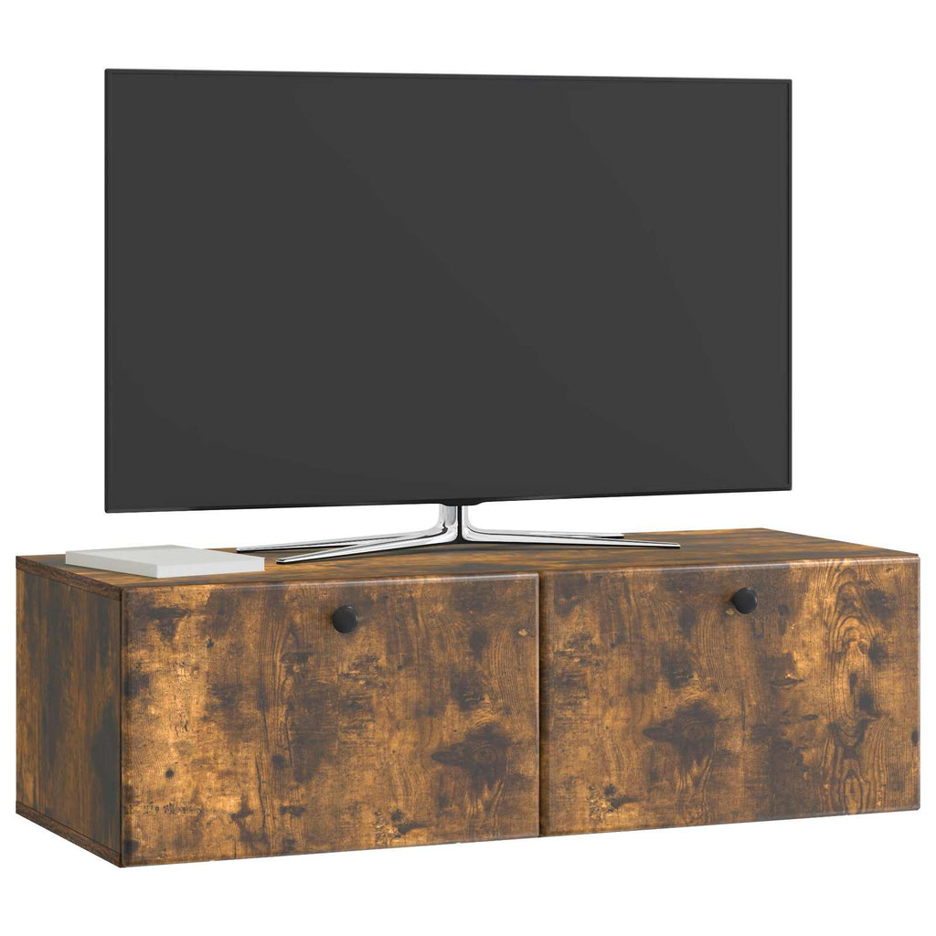 Wandmontierter TV-Schrank 98 x 41 x 30 cm Geräucherte Eiche
