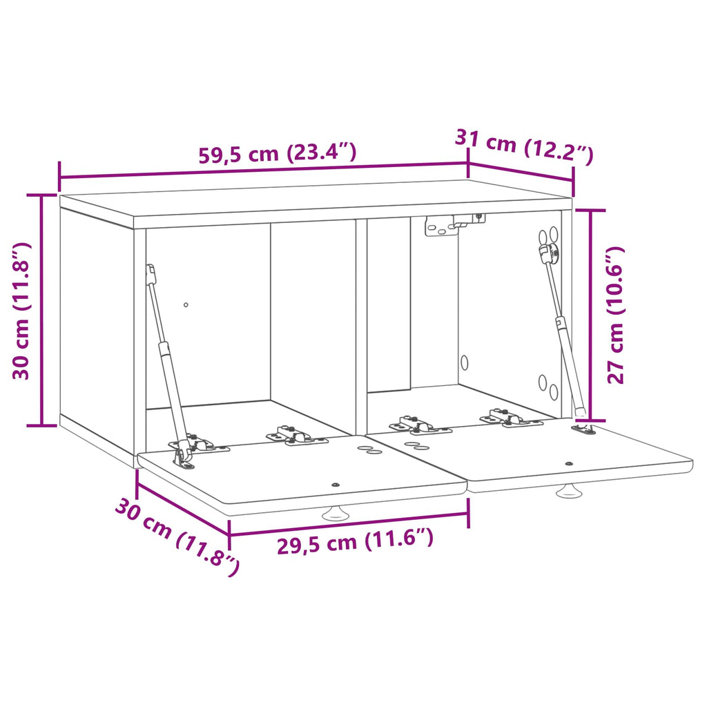 Wandmontierter TV-Schrank 59,5 x 31 x 30 cm Sonoma-Eiche