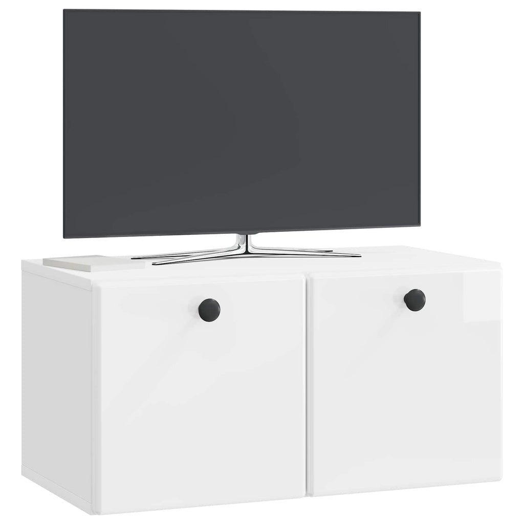 Wandmontierter TV-Schrank 59,5 x 31 x 30 cm Hochglanz Weiß