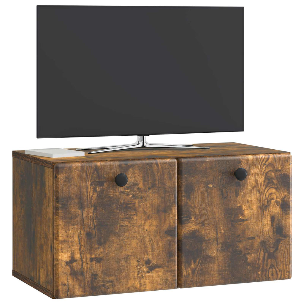 Wandmontierter TV-Schrank 59,5 x 31 x 30 cm Geräucherte Eiche