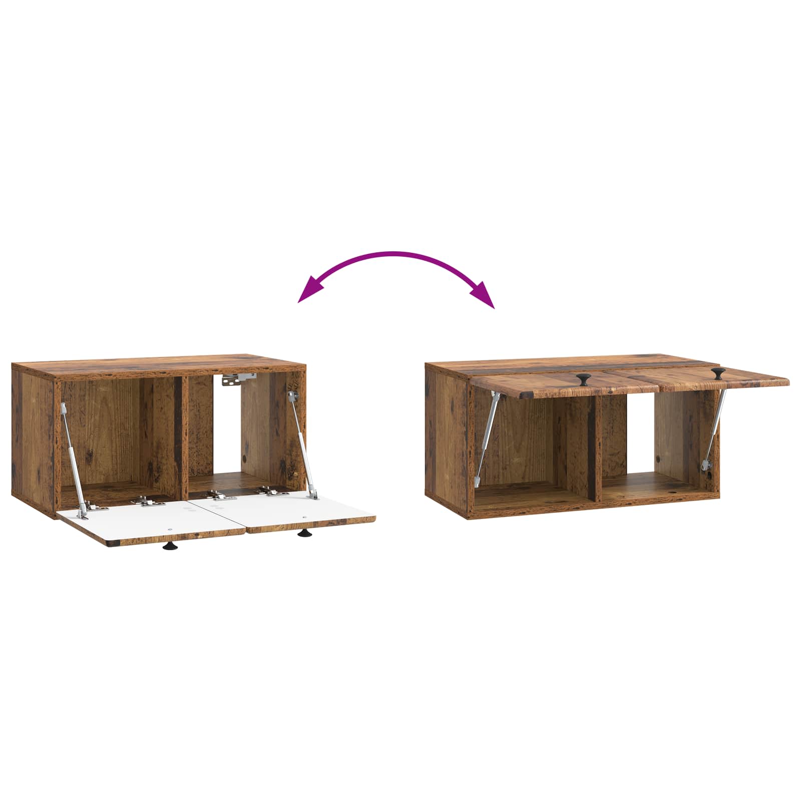 Wandmontierter TV-Schrank 59,5 x 31 x 30 cm Altholz