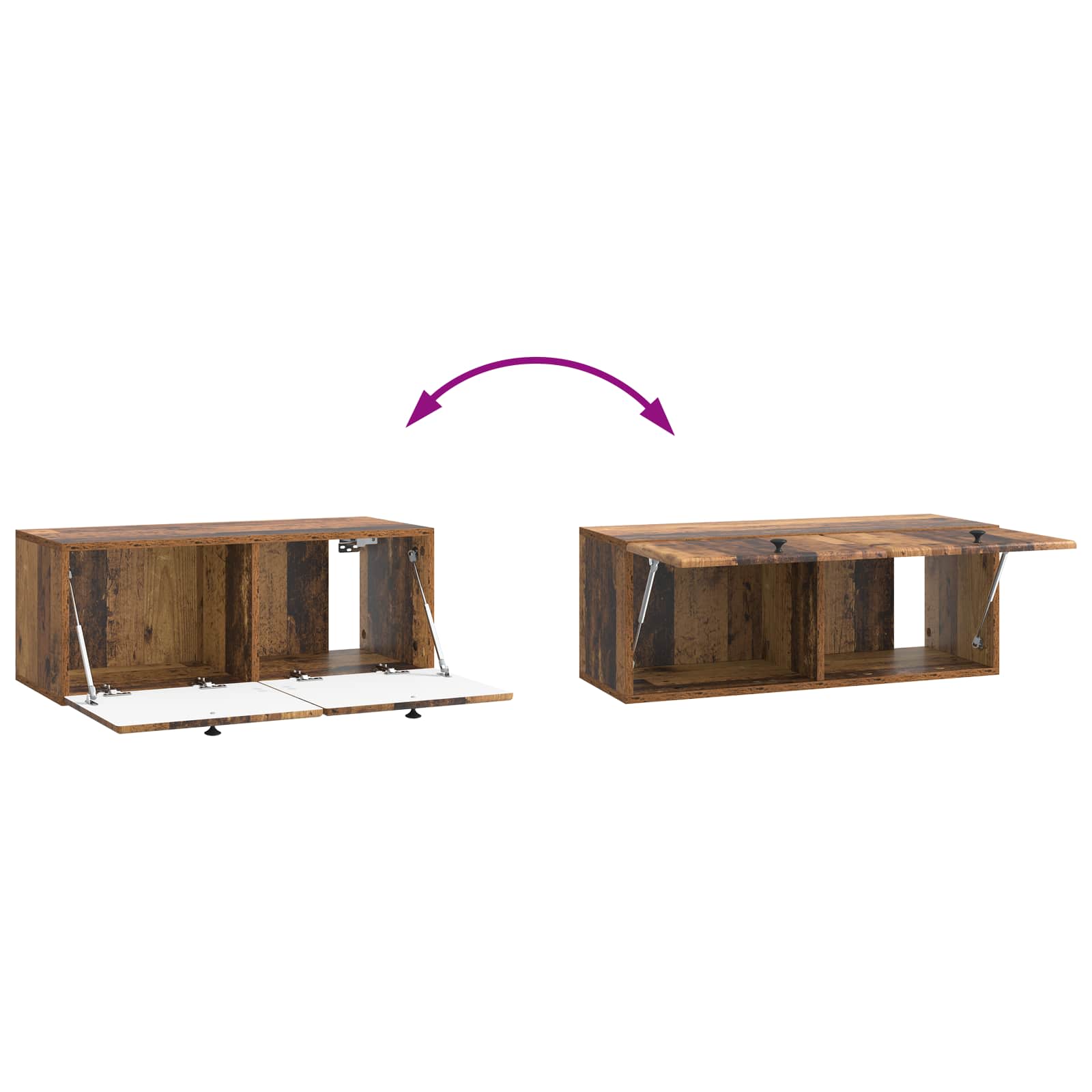 Wandmontierter TV-Schrank 78,5 x 31 x 30 cm Altholz
