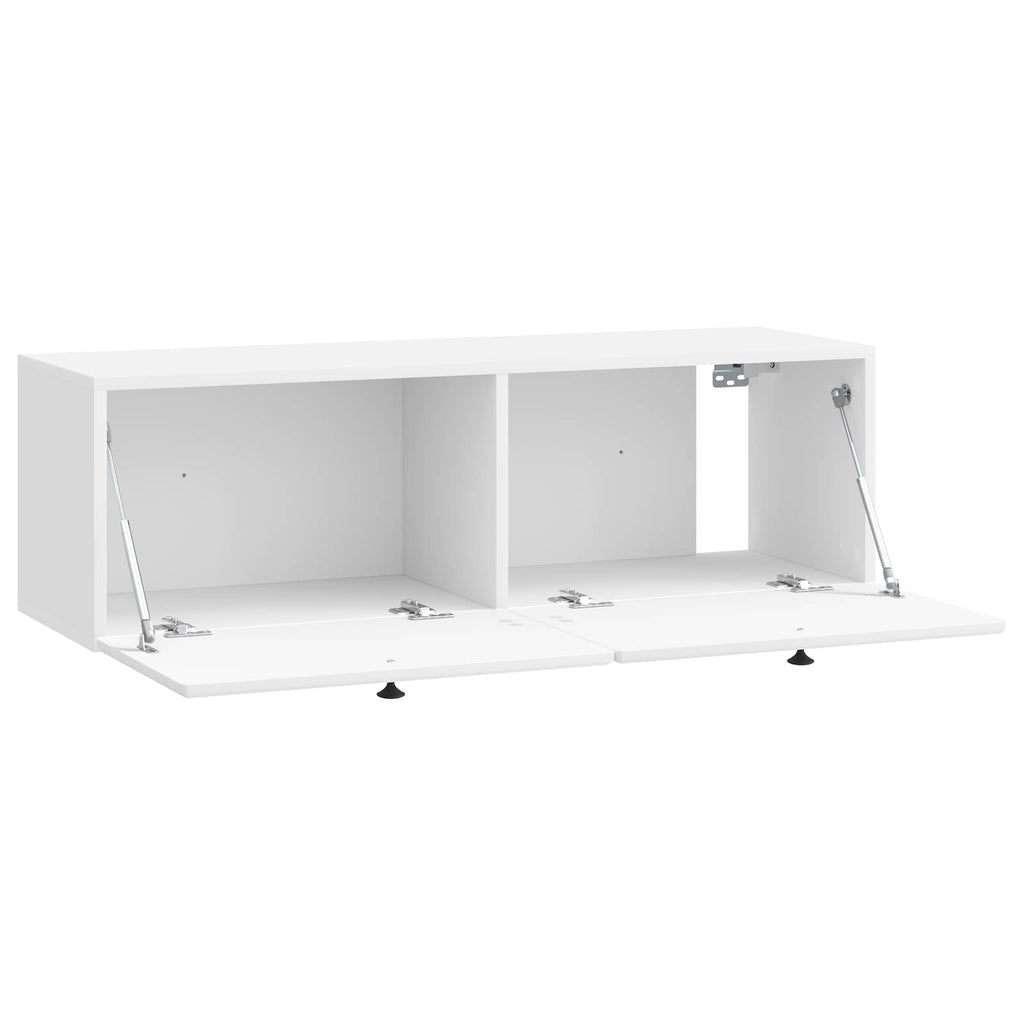 Wandmontierter TV-Schrank 98 x 31 x 30 cm Hochglanz Weiß