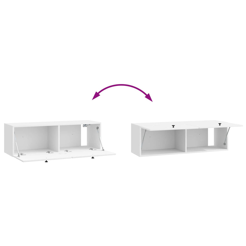 Wandmontierter TV-Schrank 98 x 31 x 30 cm Hochglanz Weiß