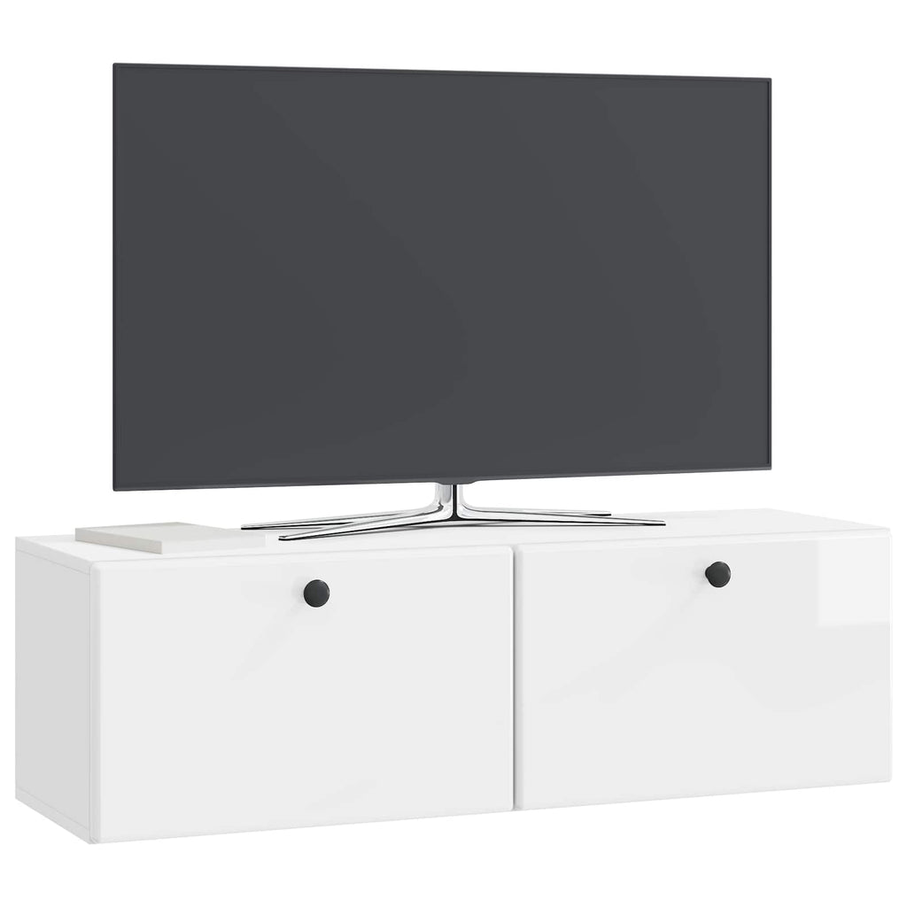 Wandmontierter TV-Schrank 98 x 31 x 30 cm Hochglanz Weiß