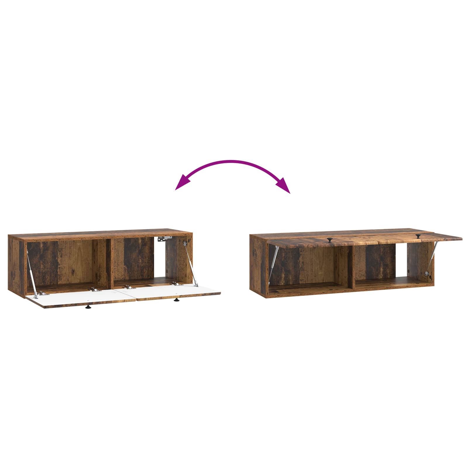 Wandmontierter TV-Schrank 98 x 31 x 30 cm Altholz Holzwerkstoff