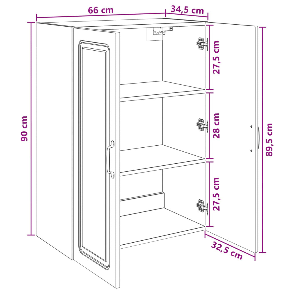 Wandschrank Betongrau 66 x 34,5 x 90 cm Holzwerkstoff