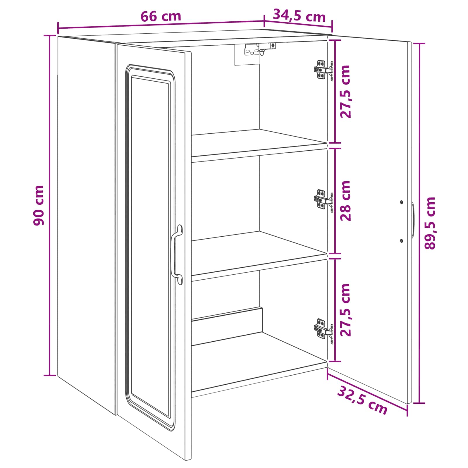 Wandschrank Betongrau 66 x 34,5 x 90 cm Holzwerkstoff