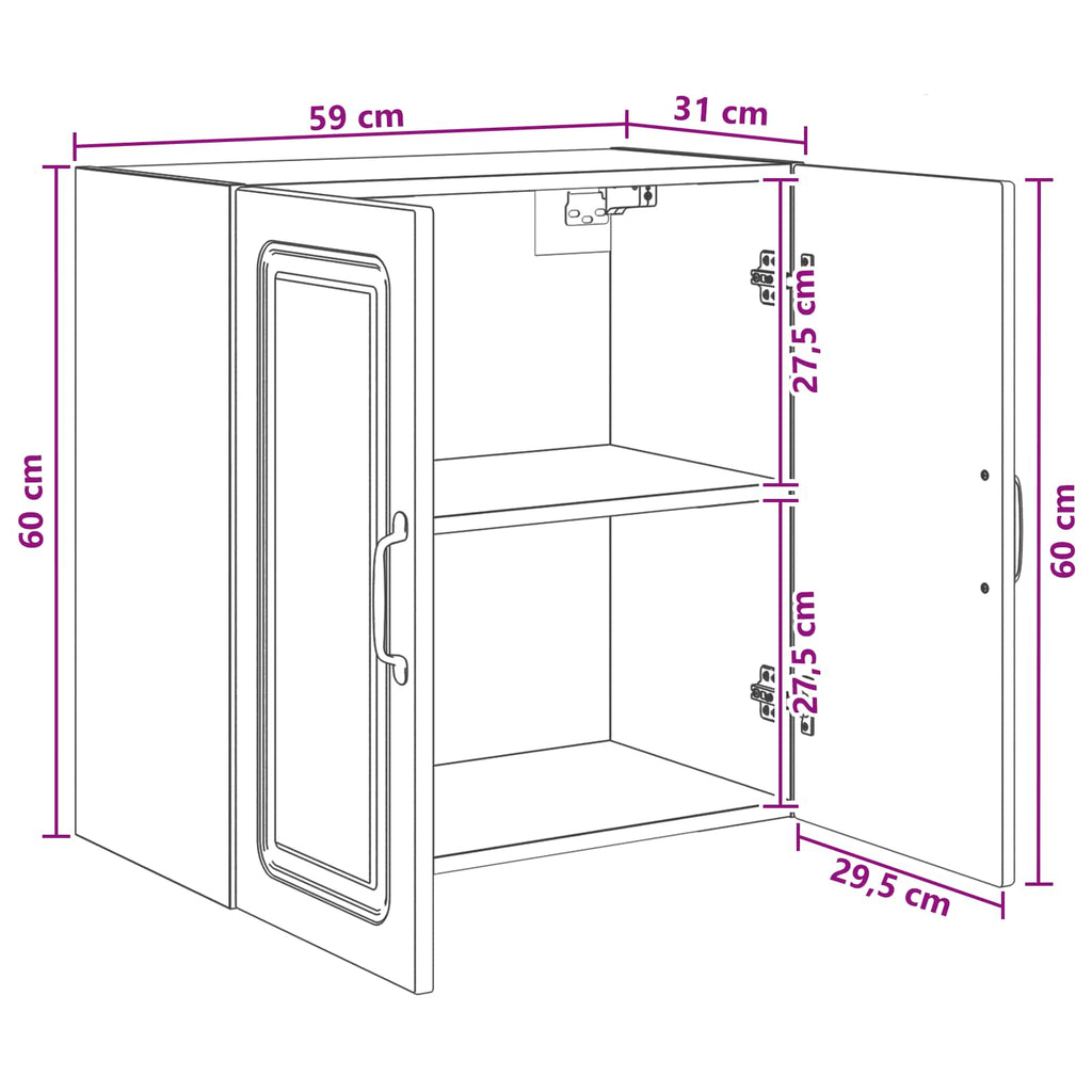 Wandschrank Schwarz 59 x 31 x 60 cm Holzwerkstoff