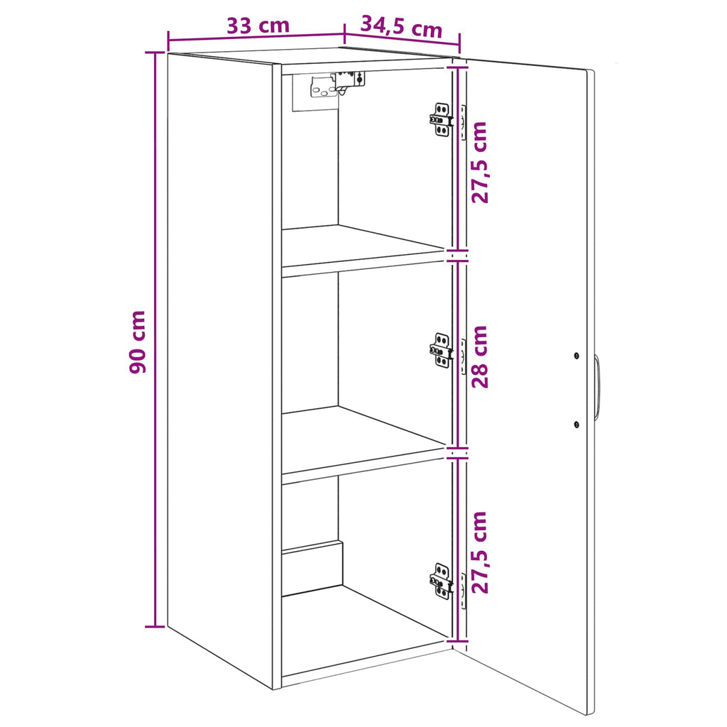 Wandschrank Sonoma-Eiche 33 x 34,5 x 90 cm Holzwerkstoff