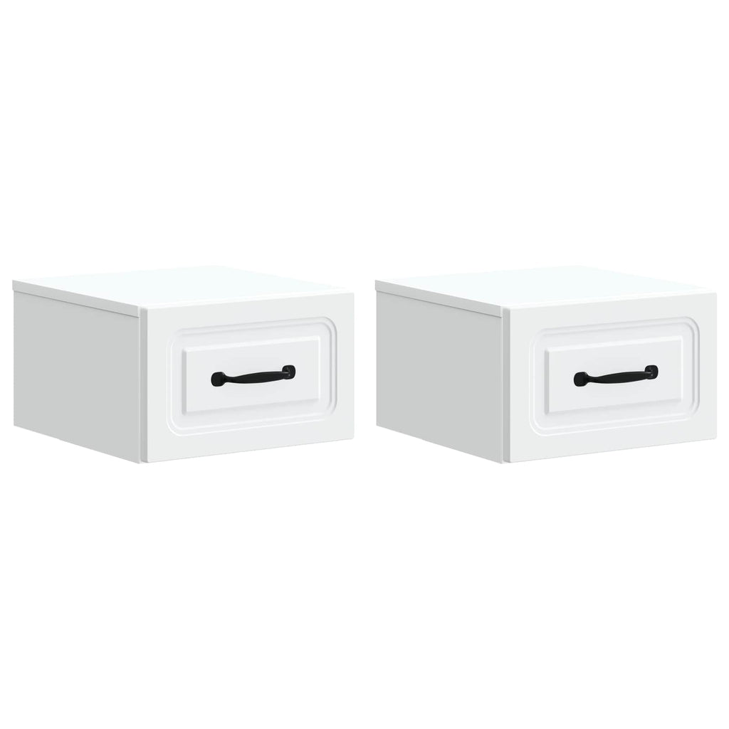Wandmontierter Nachttisch 2 pcs Weiß 34,5 x 33 x 20 cm
