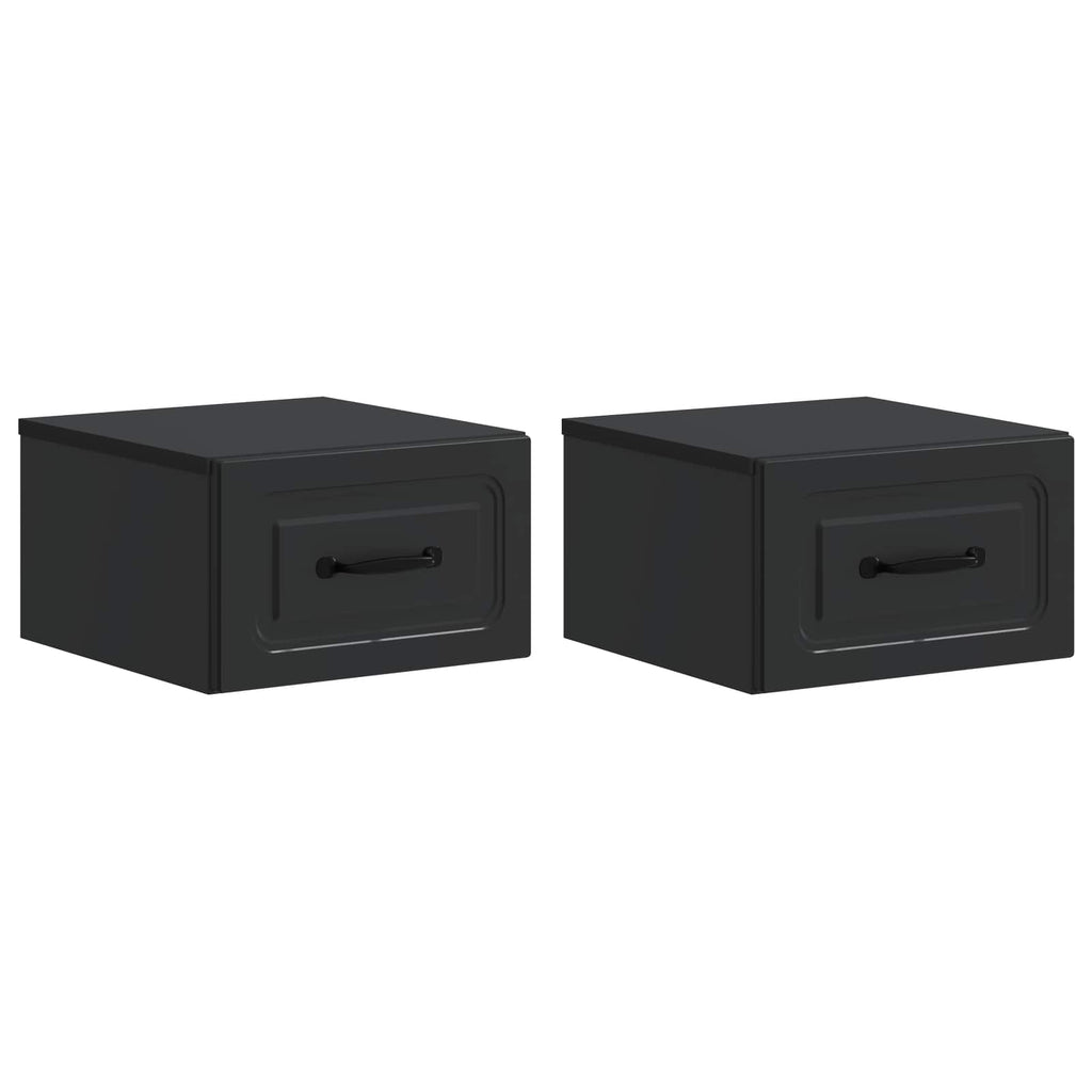 Wandmontierter Nachttisch 2 pcs Schwarz 34,5 x 33 x 20 cm