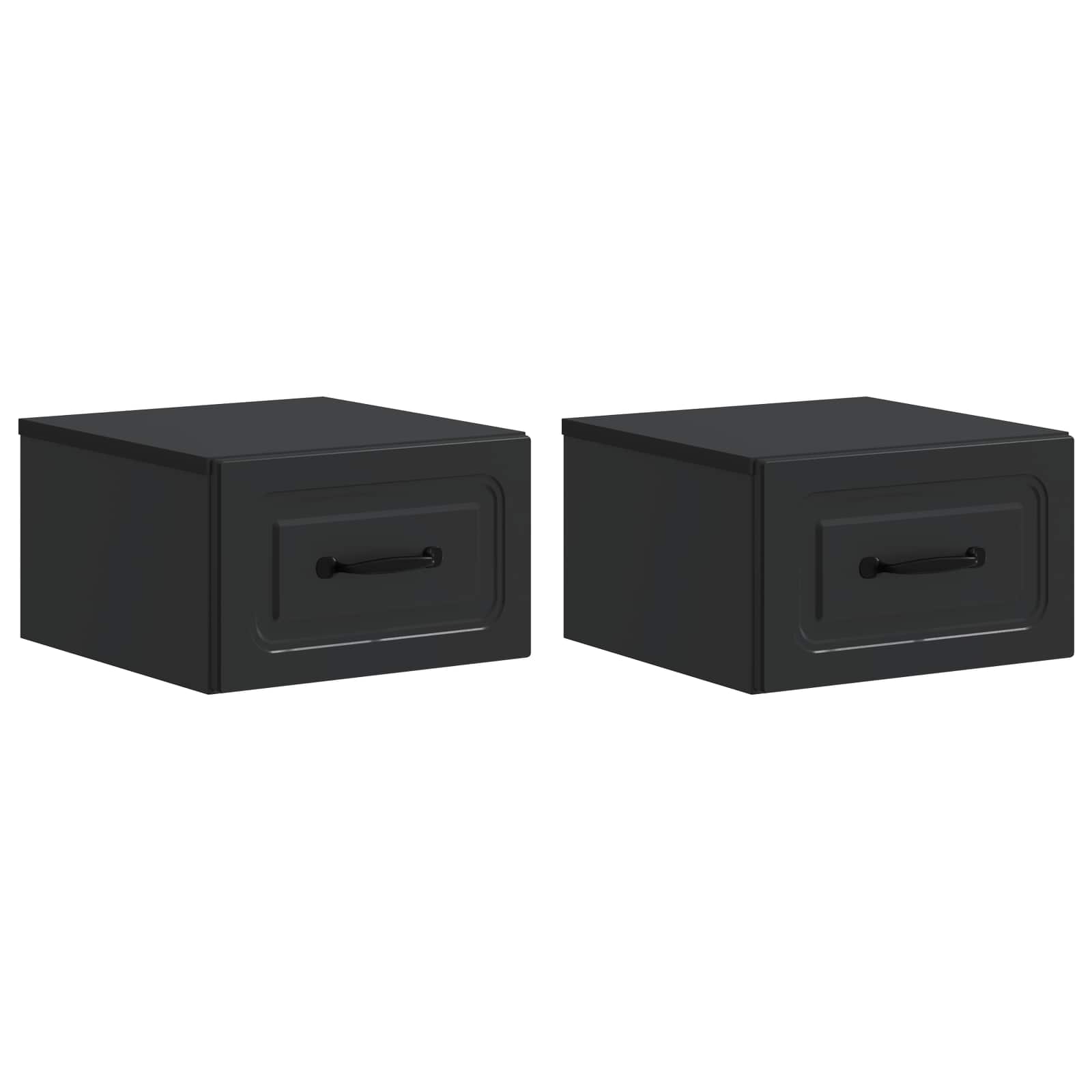 Wandmontierter Nachttisch 2 pcs Schwarz 34,5 x 33 x 20 cm