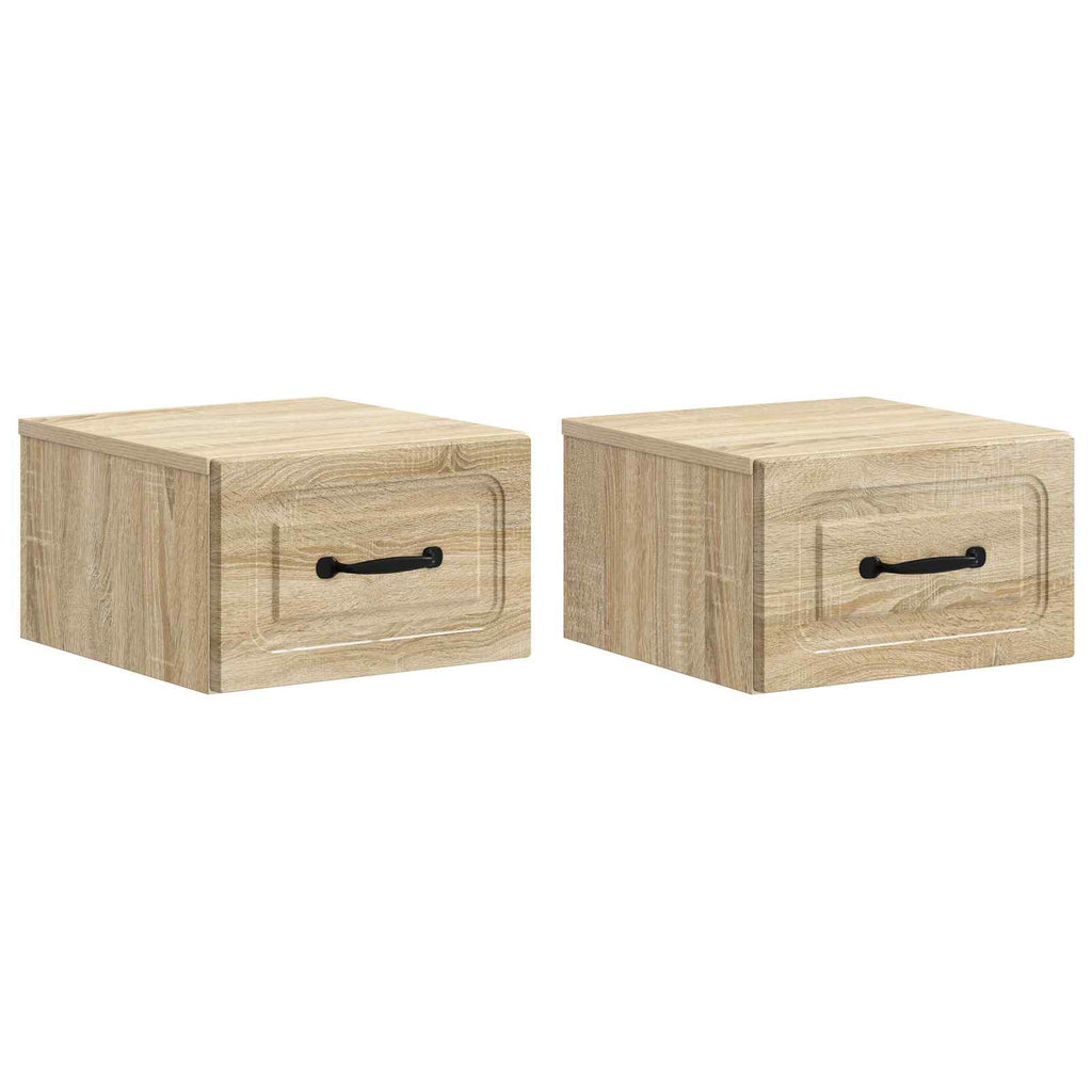 Wandmontierter Nachttisch 2 pcs Sonoma-Eiche 34,5 x 33 x 20 cm