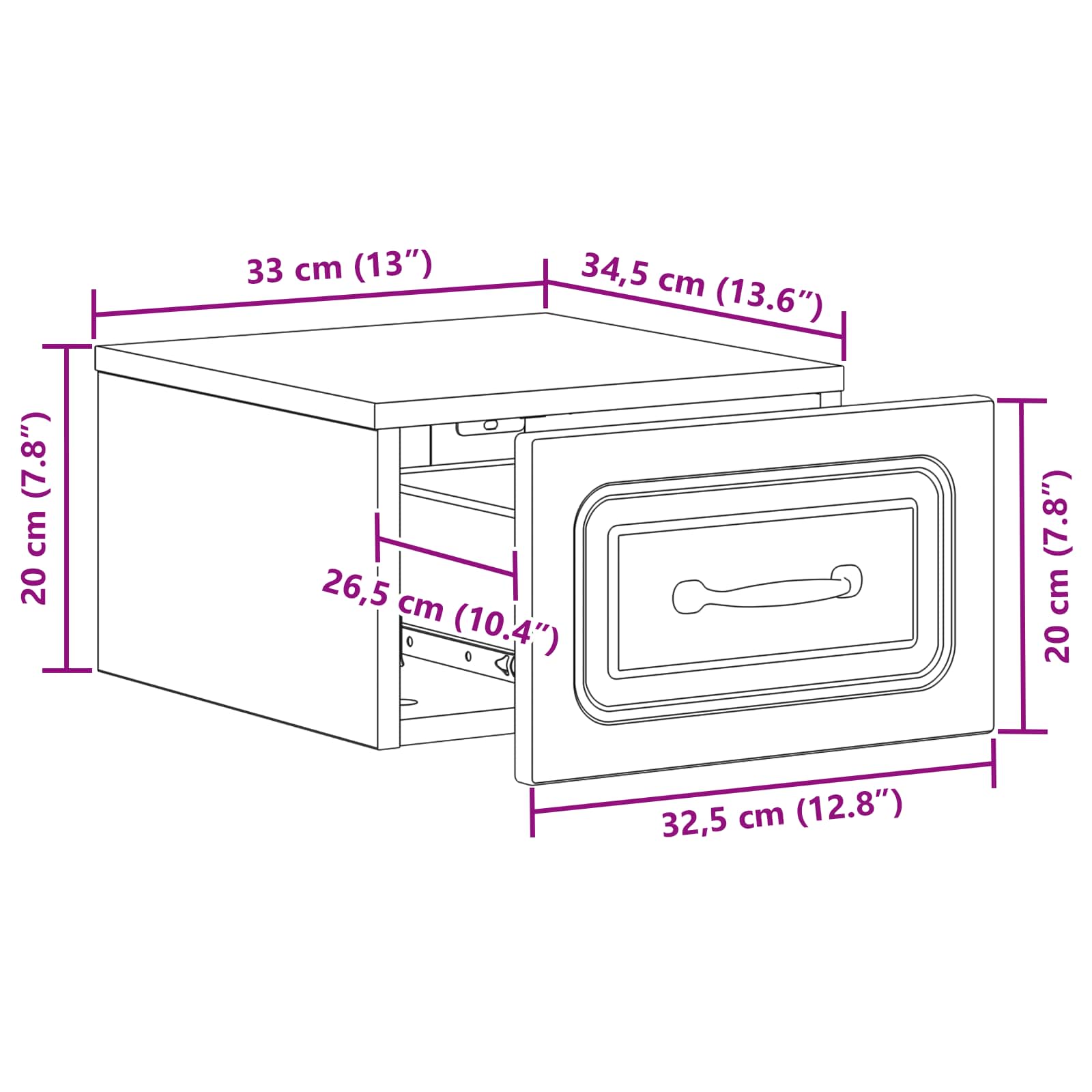 Wandmontierter Nachttisch 2 pcs Sonoma-Eiche 34,5 x 33 x 20 cm