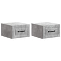 Wandmontierter Nachttisch 2 pcs Betongrau 34,5 x 33 x 20 cm