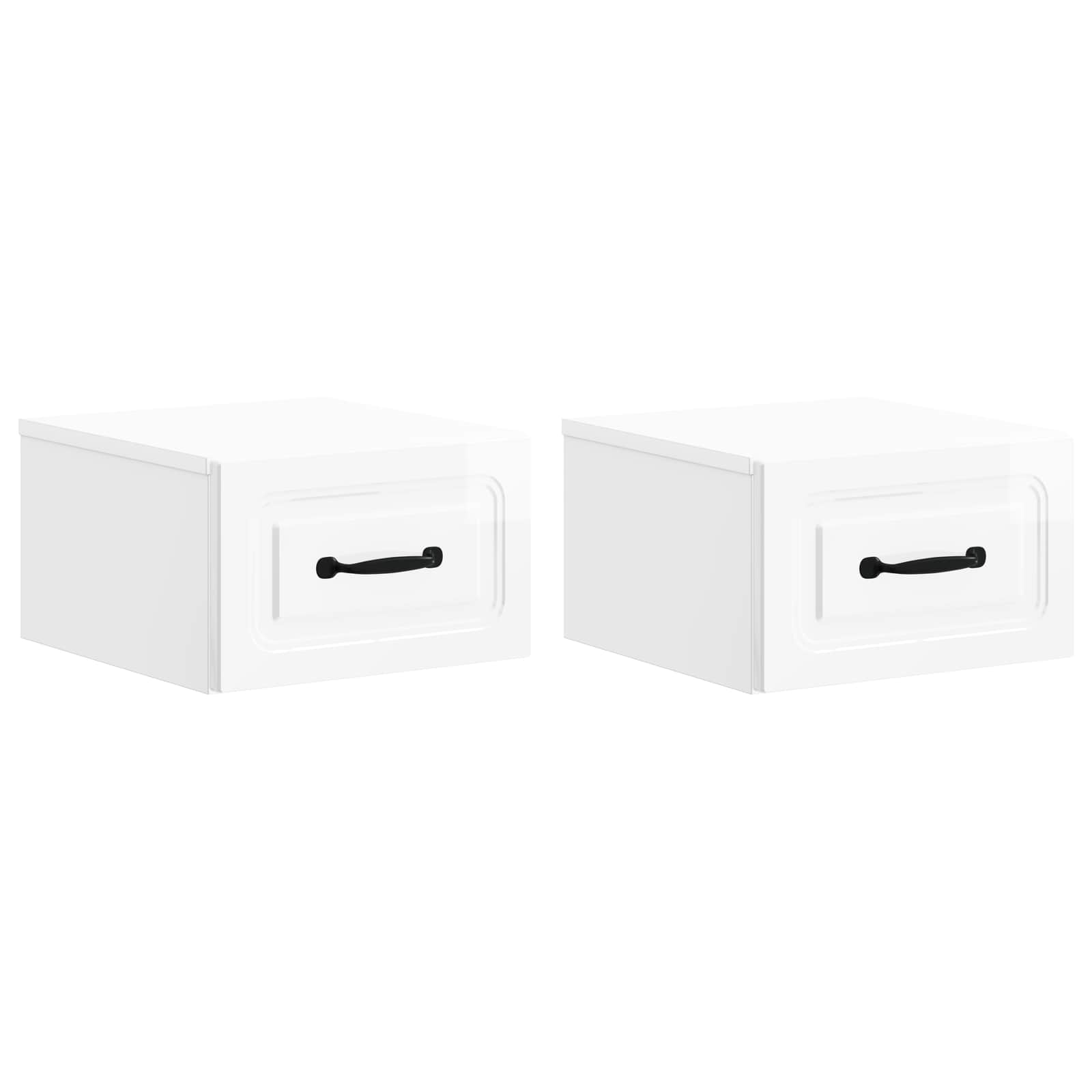 Wandmontierter Nachttisch 2 pcs Hochglanz Weiß Holzwerkstoff