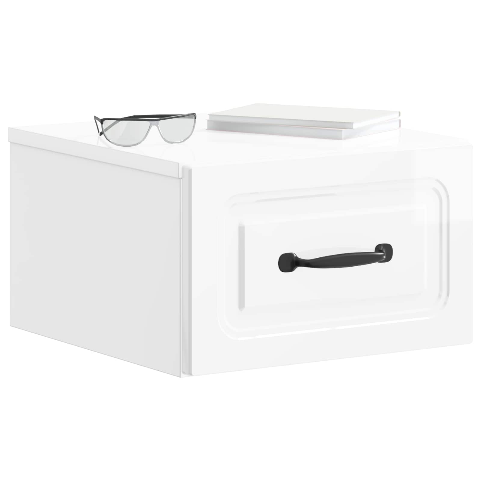 Wandmontierter Nachttisch 2 pcs Hochglanz Weiß Holzwerkstoff