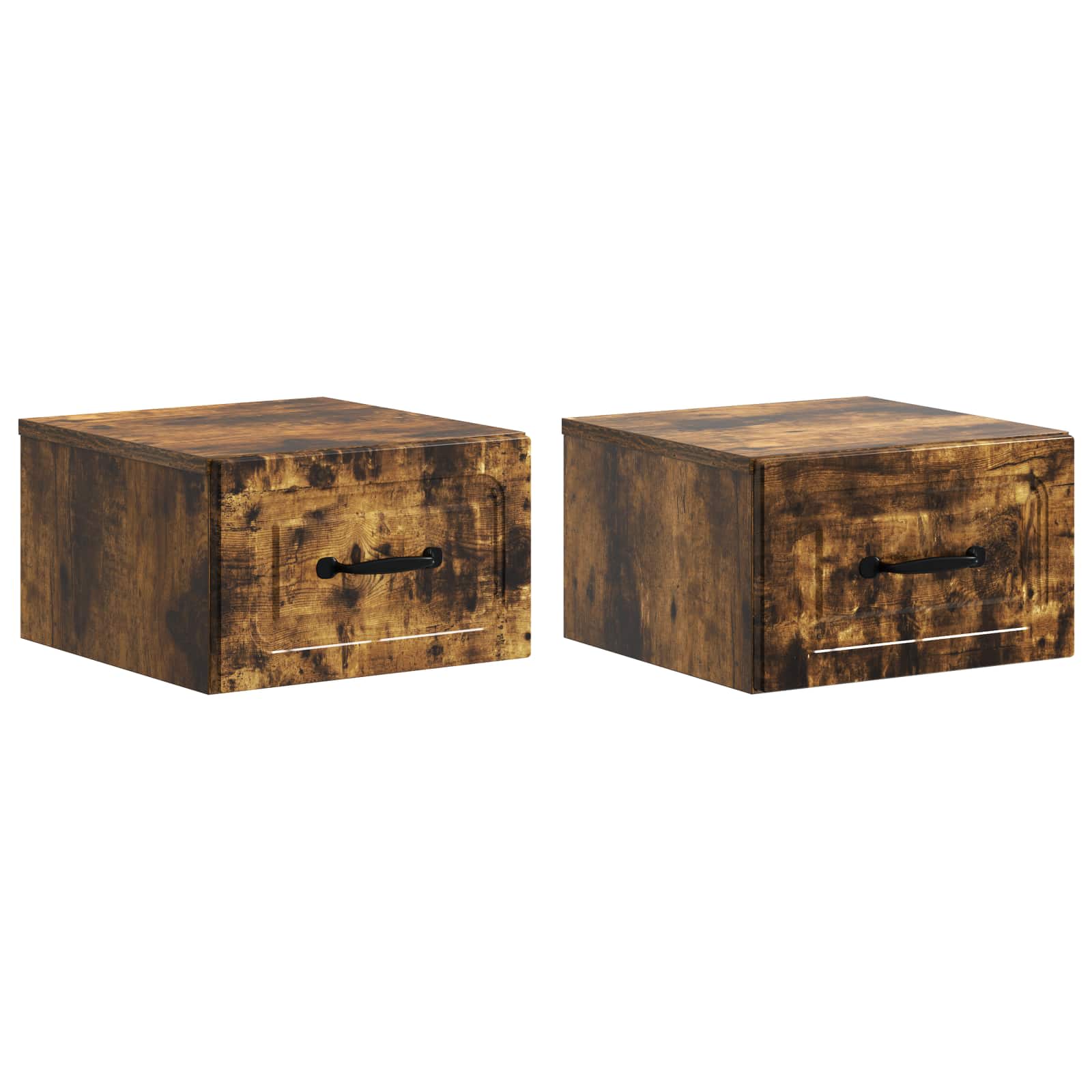 Wandmontierter Nachttisch 2 pcs Geräucherte Eiche Holzwerkstoff