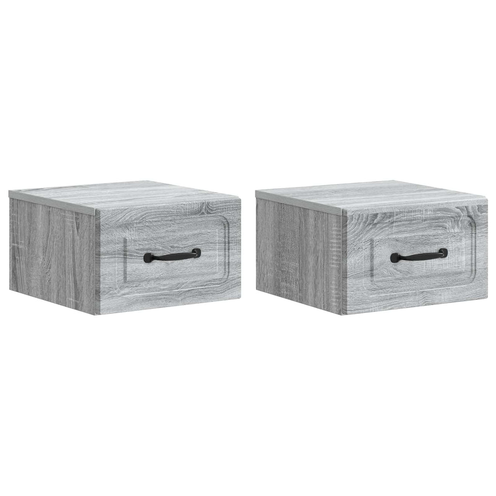 Wandmontierter Nachttisch 2 pcs Graues Sonoma 34,5 x 33 x 20 cm