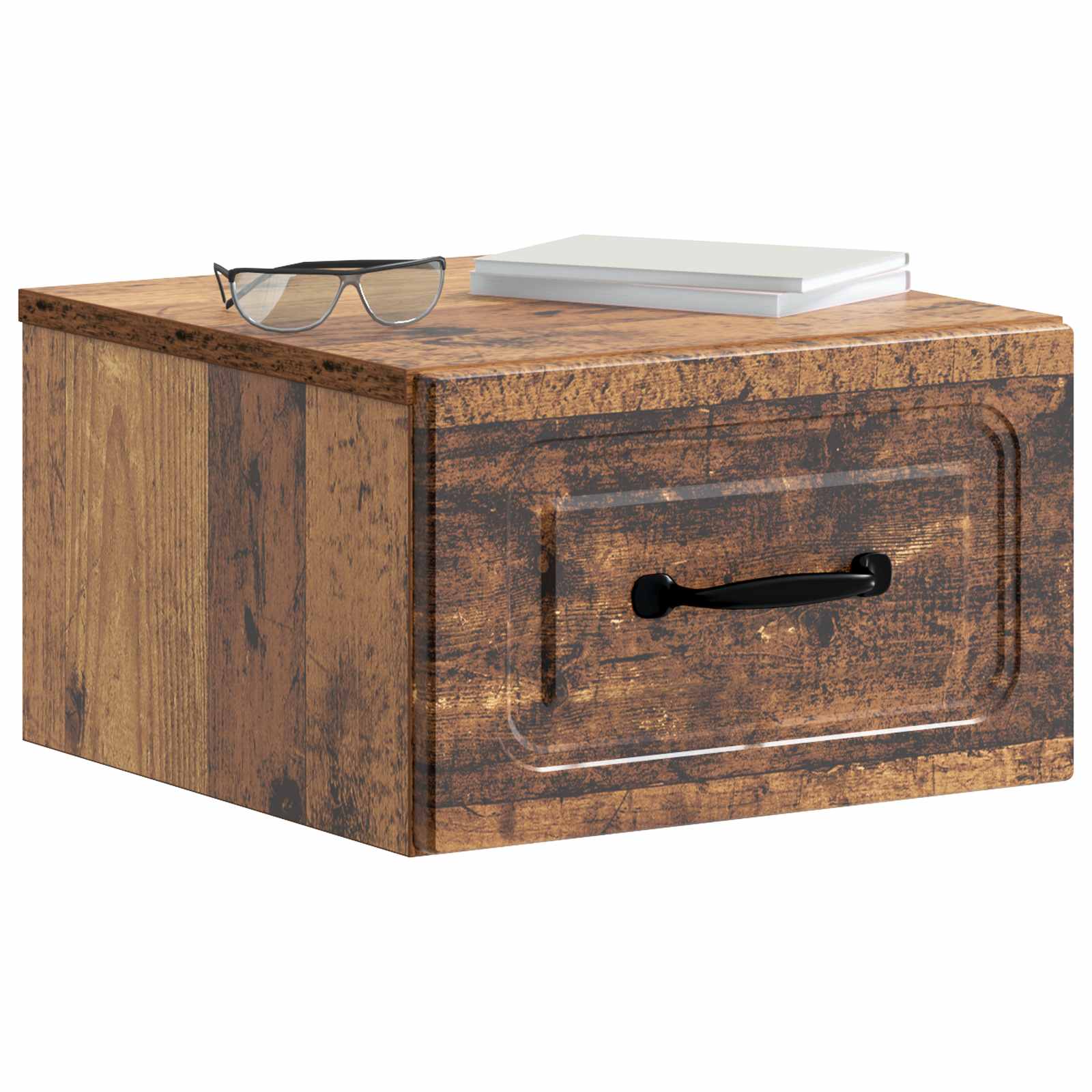 Wandmontierter Nachttisch Altholz 34,5 x 33 x 20 cm